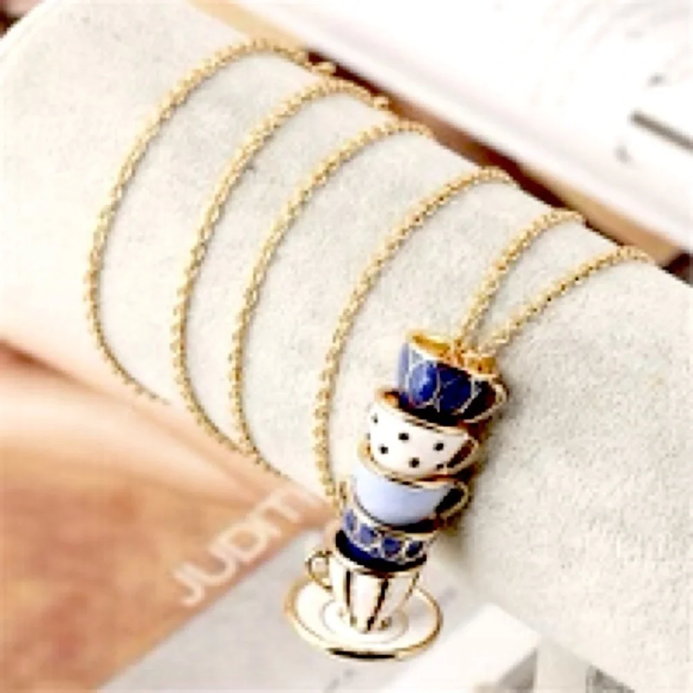 Kate Spade Authentic Tea Time Stacked Cups Necklace